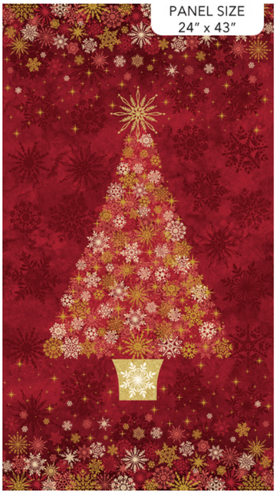 NC Tree Panel Red Multi O' Christmas Tree Shimmer 28955M-24