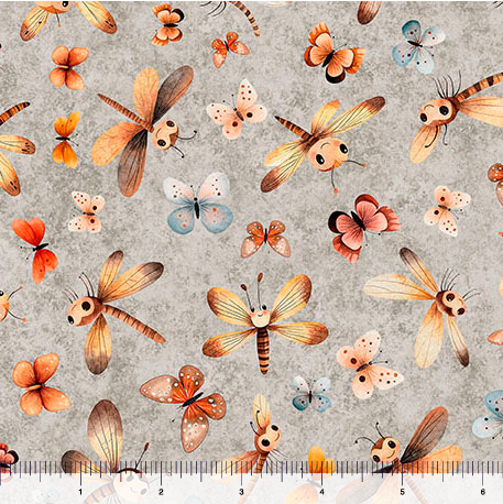 QT Dragonflies & Moths Lt. Gray Pandaland