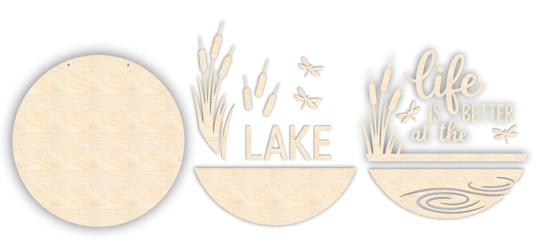 Unfinished Wood Life is Better at the Lake Door Sign Kit | Wood Craft Cutouts | 1/4" Thick |