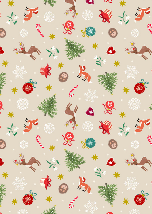 LI Scattered Festive Cream Christmas in Bluebell Wood
