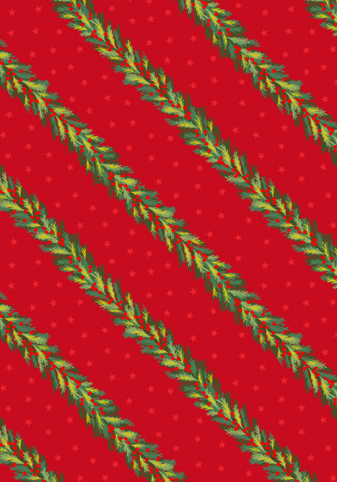LI Spruce Garland Red Christmas in Bluebell Wood