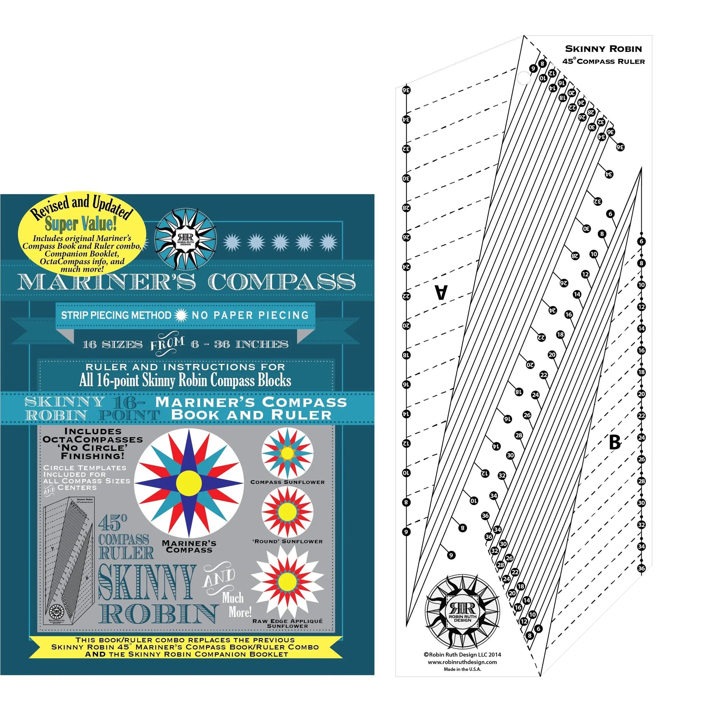 Skinny Robin 16 Point Mariner's Compass Book and Ruler Combo — High ...