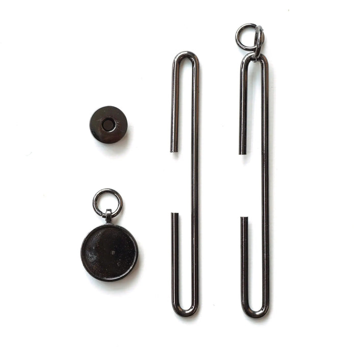 Slide Clasp with Magnet 4" (10cm) Metallic Black Flat