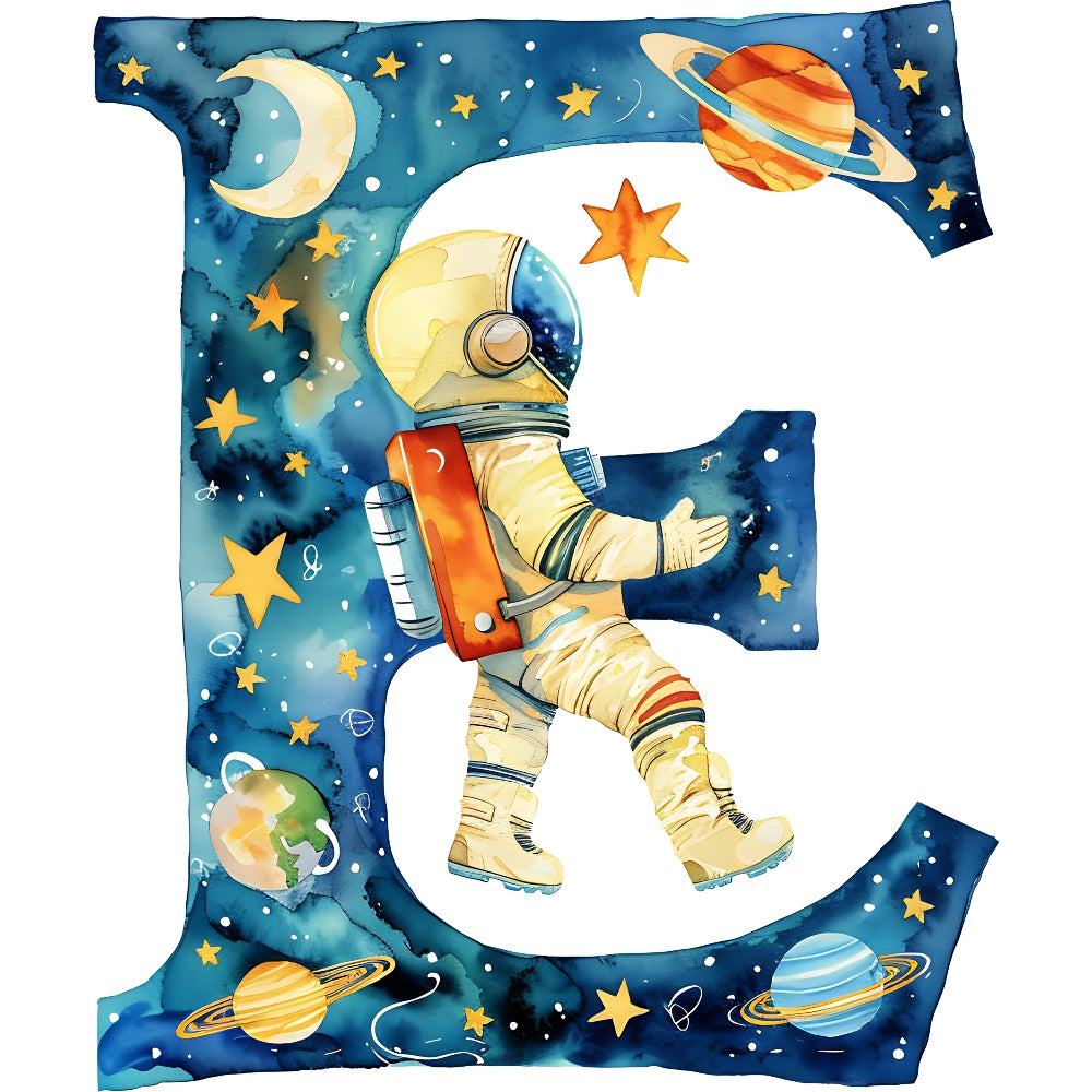 Space Alphabet Letter E Fabric Panel — High Country Quilts