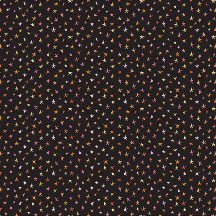 Sparkly Stars Poppie Cotton Black 44"/45" Fabric Per Yard