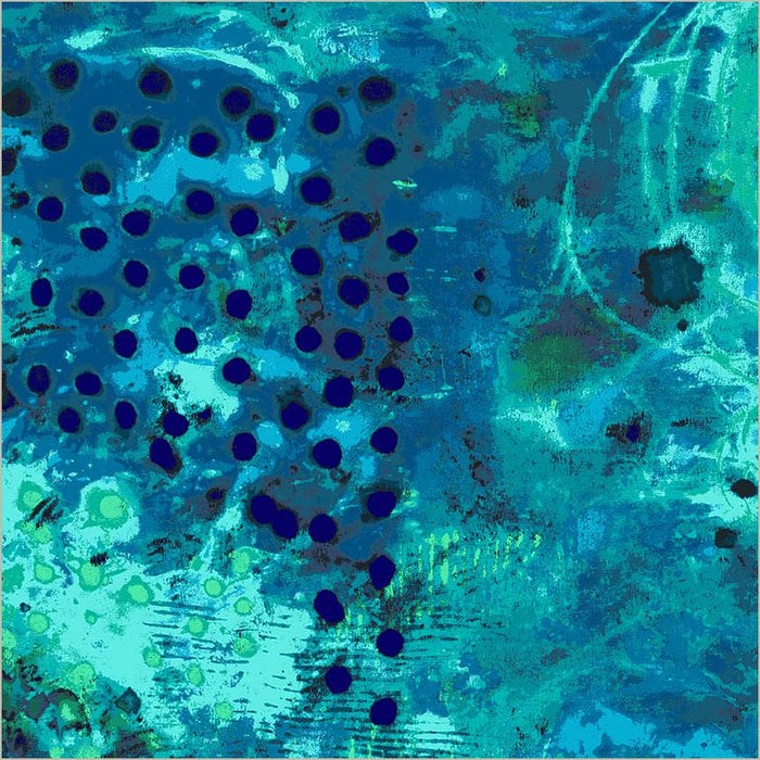 Spotted Graffiti Blue Hour Cotton Wideback Fabric per yard