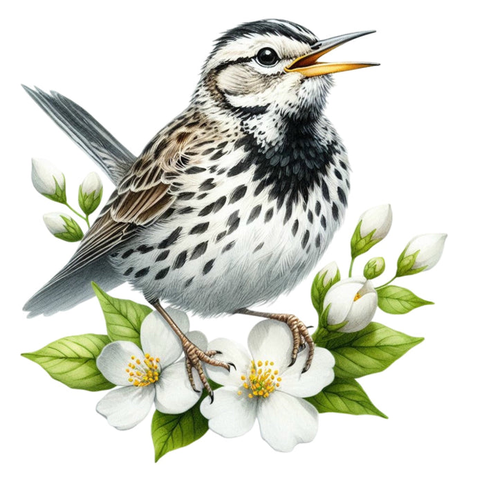 Spring Birds and Flowers Fabric Panel 5