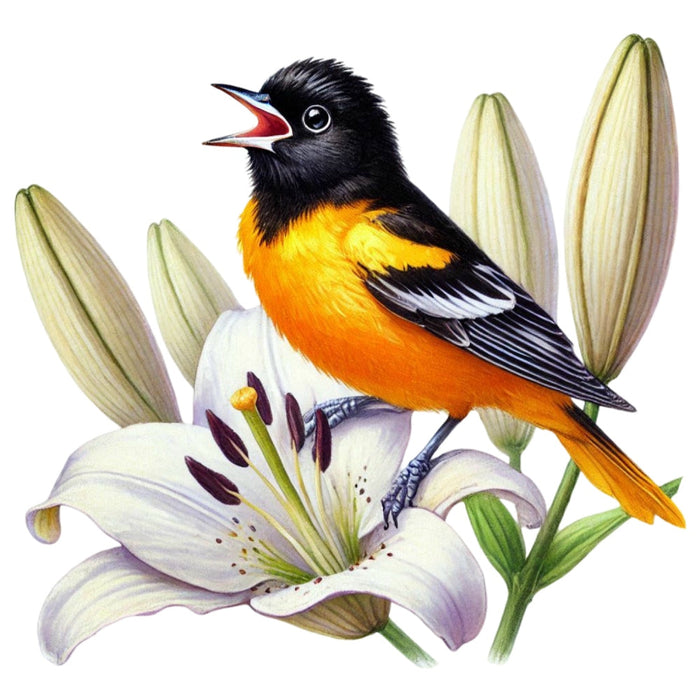 Spring Birds and Flowers Fabric Panel 8