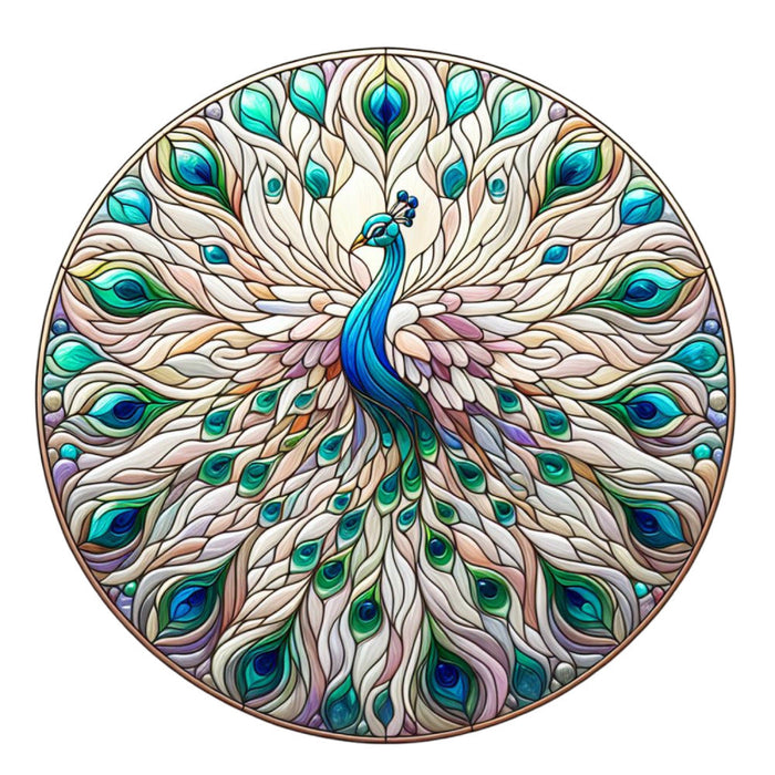 Stained Glass Peacocks Fabric Panel 10