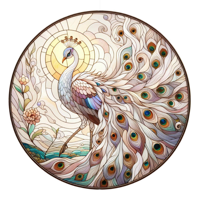 Stained Glass Peacocks Fabric Panel 15