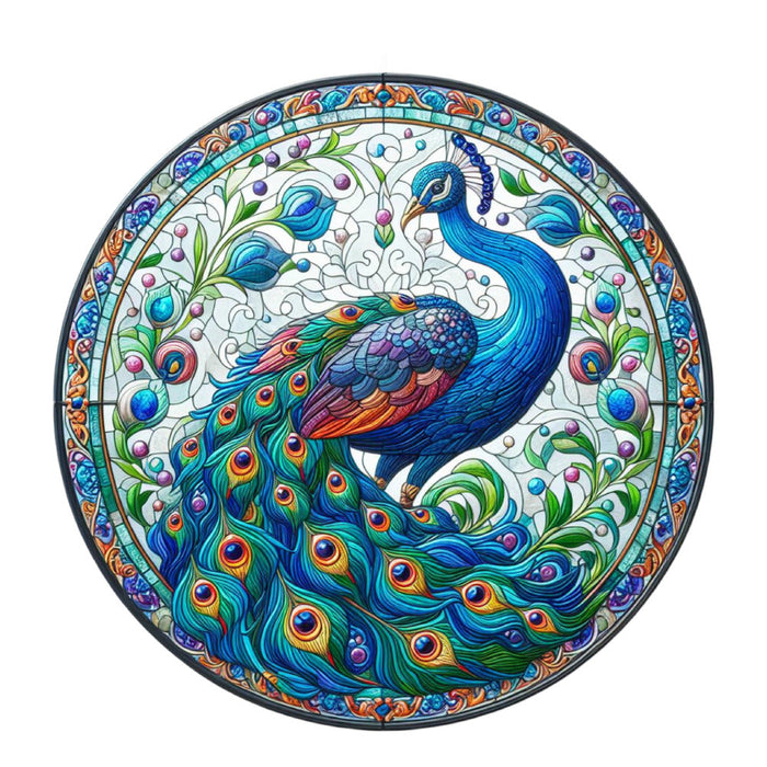 Stained Glass Peacocks Fabric Panel 5