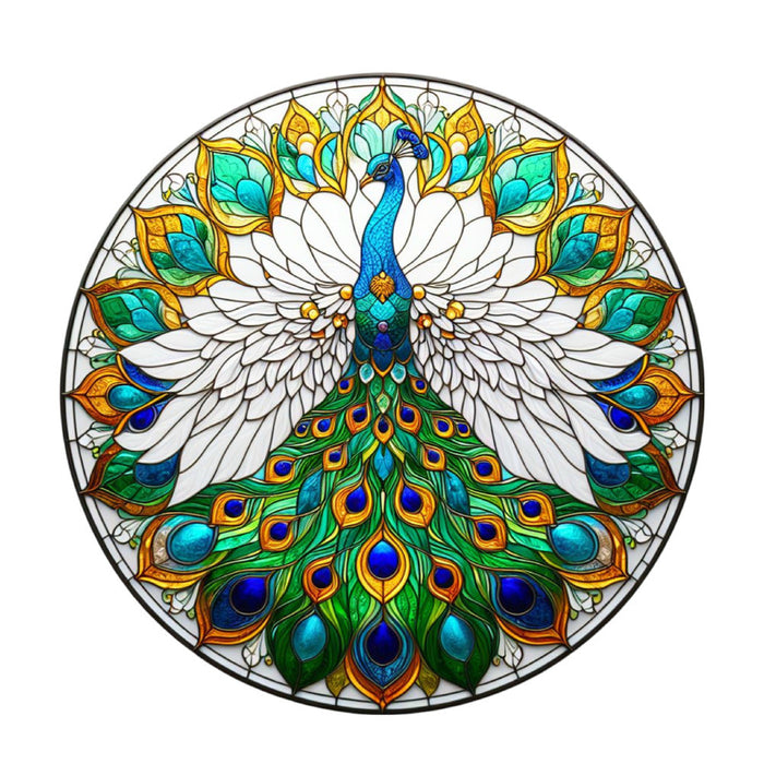 Stained Glass Peacocks Fabric Panel 6