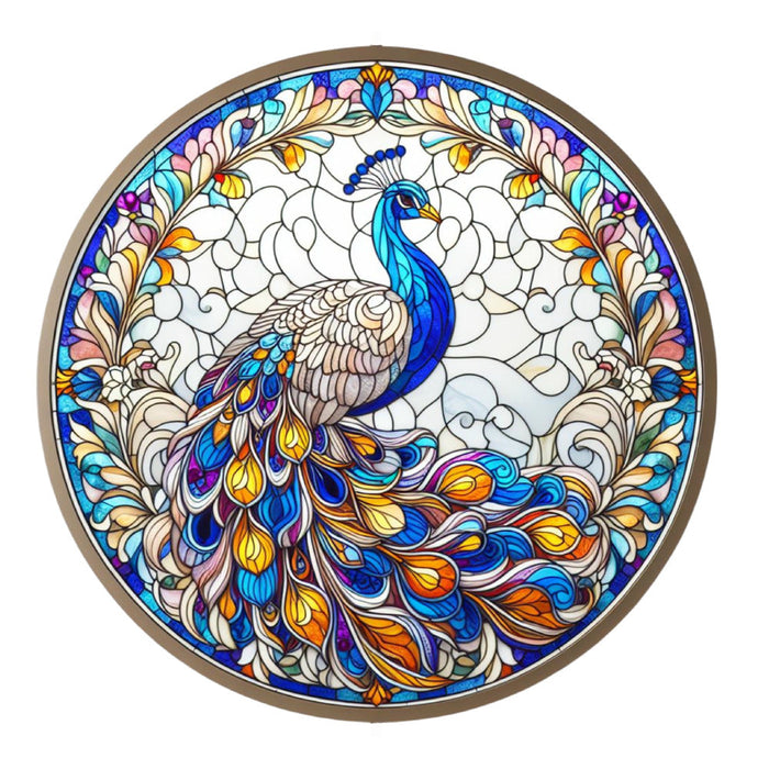 Stained Glass Peacocks Fabric Panel 7