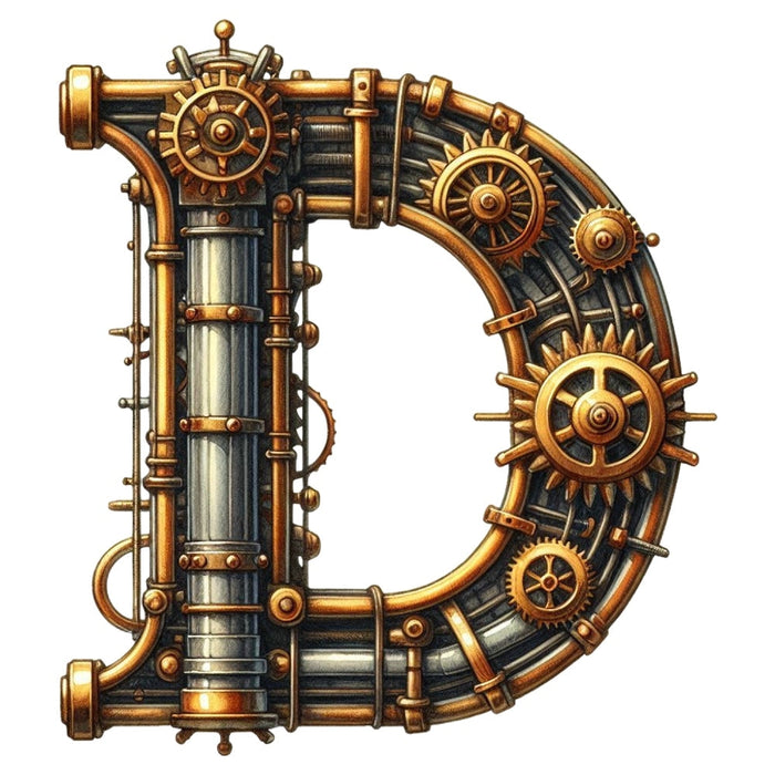 Steampunk Letter D Fabric Panel