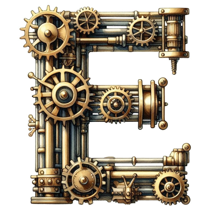 Steampunk Letter E Fabric Panel