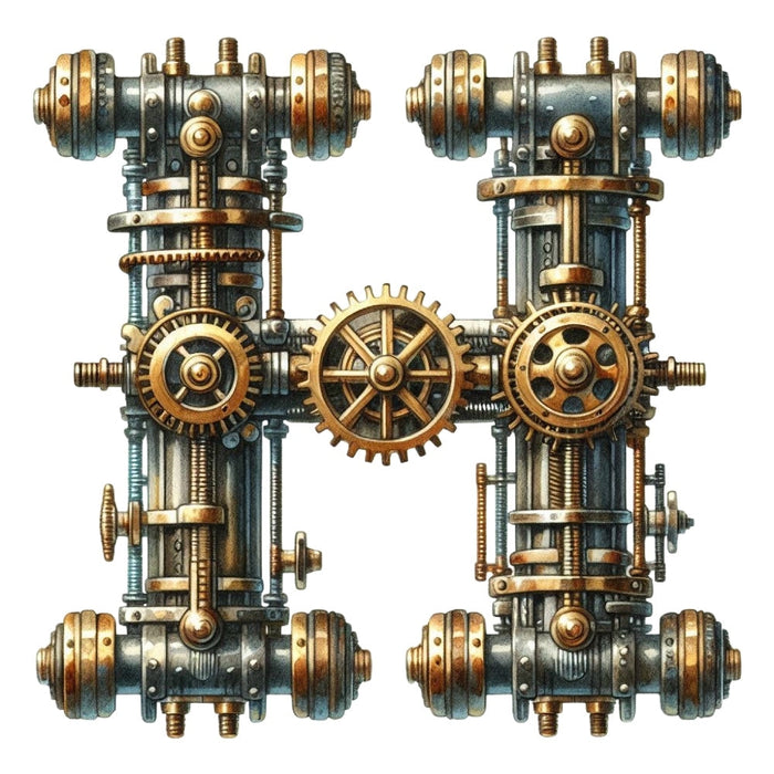 Steampunk Letter H Fabric Panel