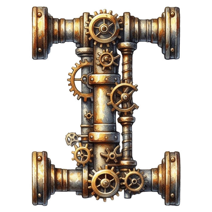 Steampunk Letter I Fabric Panel