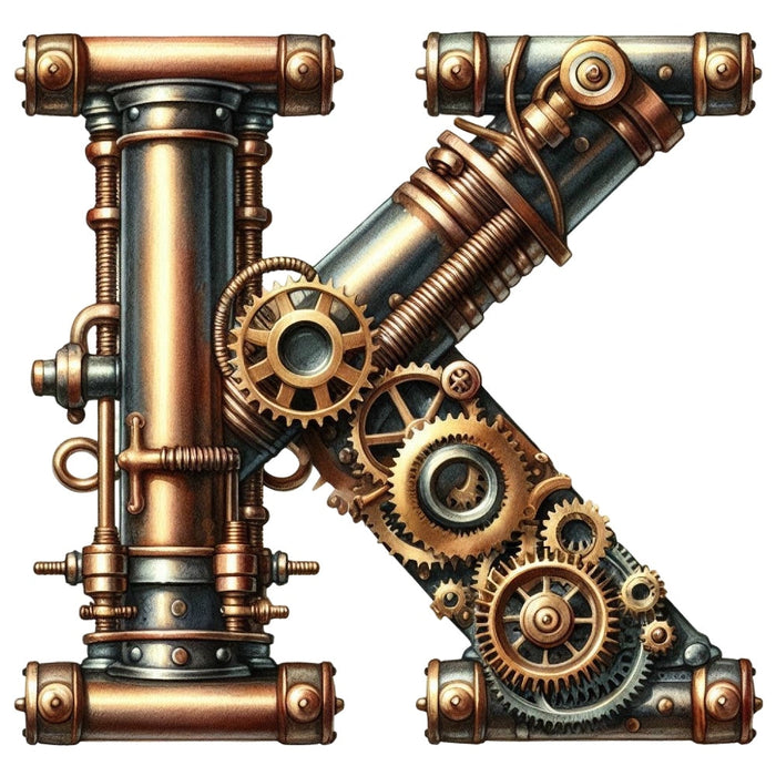 Steampunk Letter K Fabric Panel