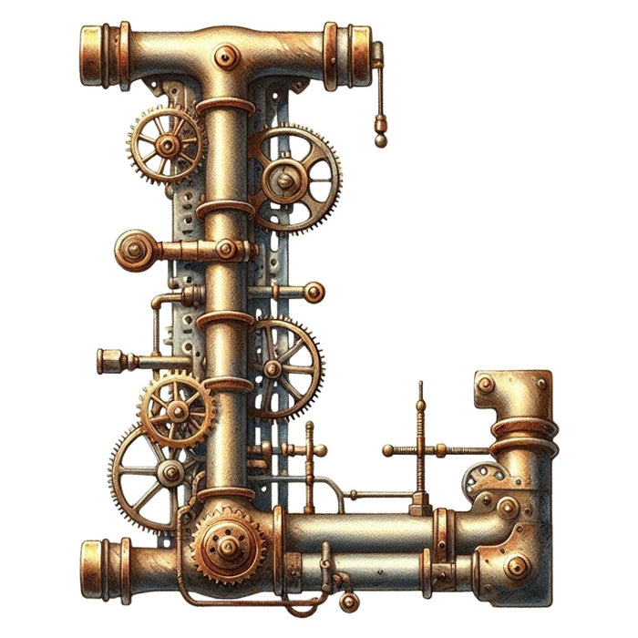 Steampunk Letter L Fabric Panel