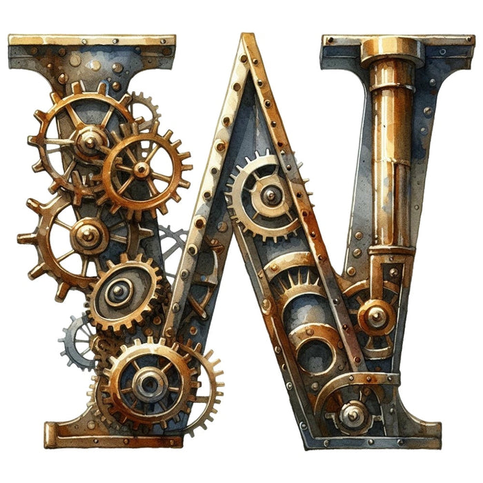 Steampunk Letter W Fabric Panel