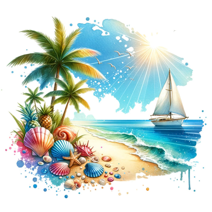 Summer at the Beach Fabric Panel 1