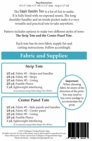 Simple Shoulder Tote Pattern