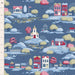 TIL Village Life - Village, Blue 44in Wide