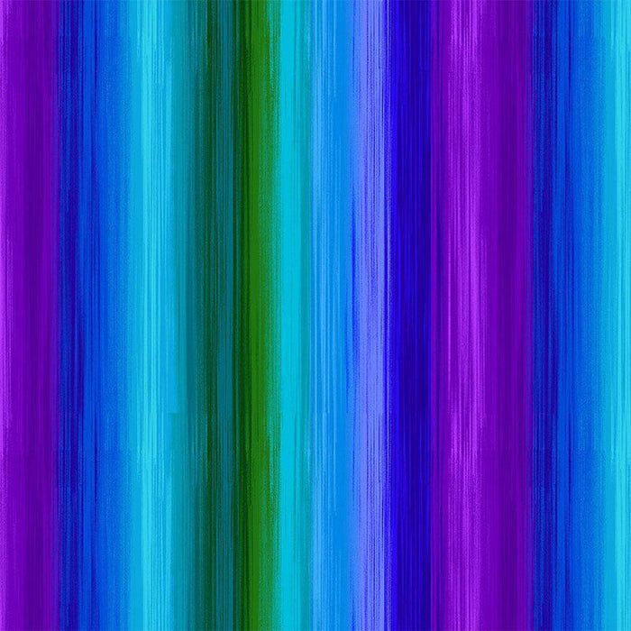 Flourish Peacock Ombre Stripes Cotton 44"/45" Fabric Per Yard
