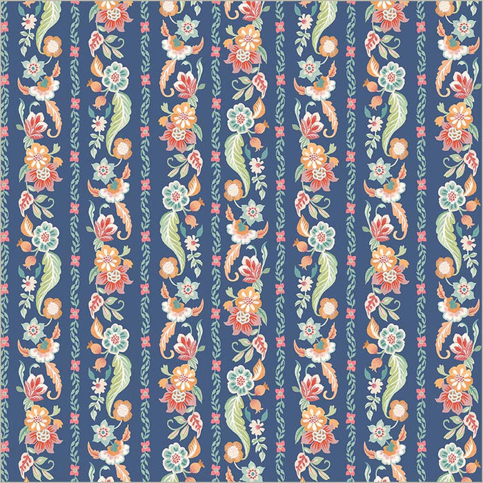 Tapestry Gilded Garland Soft Blue Cotton 43”/44” Fabric Per Yard