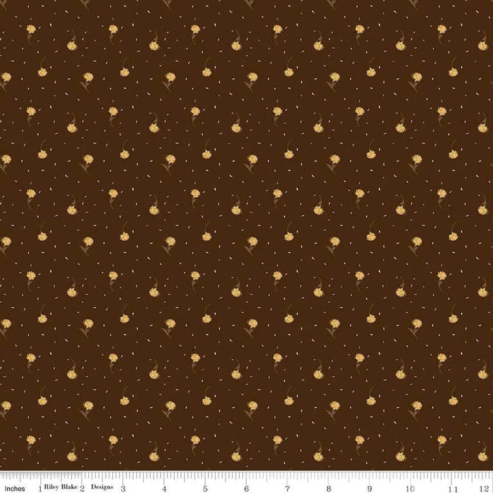 The Awe of Autumn Flower Toss Brown 43"/44" Fabric Per Yard