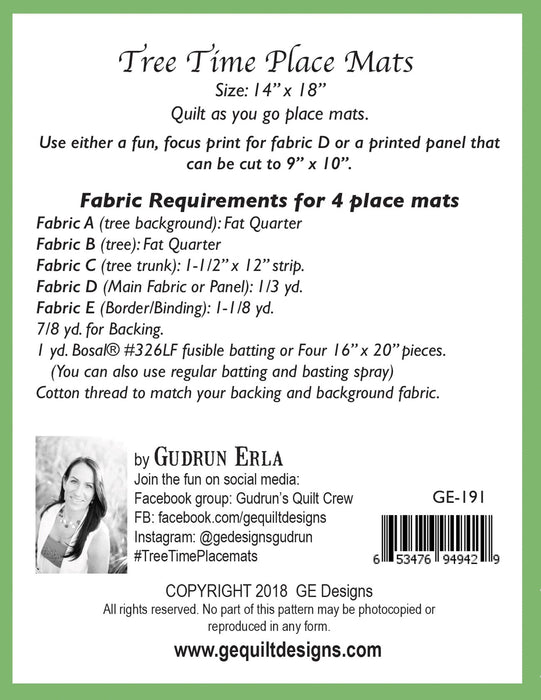 Tree Time Place Mats Pattern 191