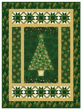 O' Christmas Tree Twinkling Stripes Quilt Kit- Green