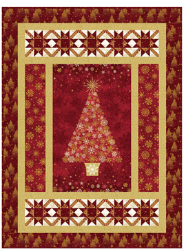 O' Christmas Tree Twinkling Stripes Quilt Kit- Red