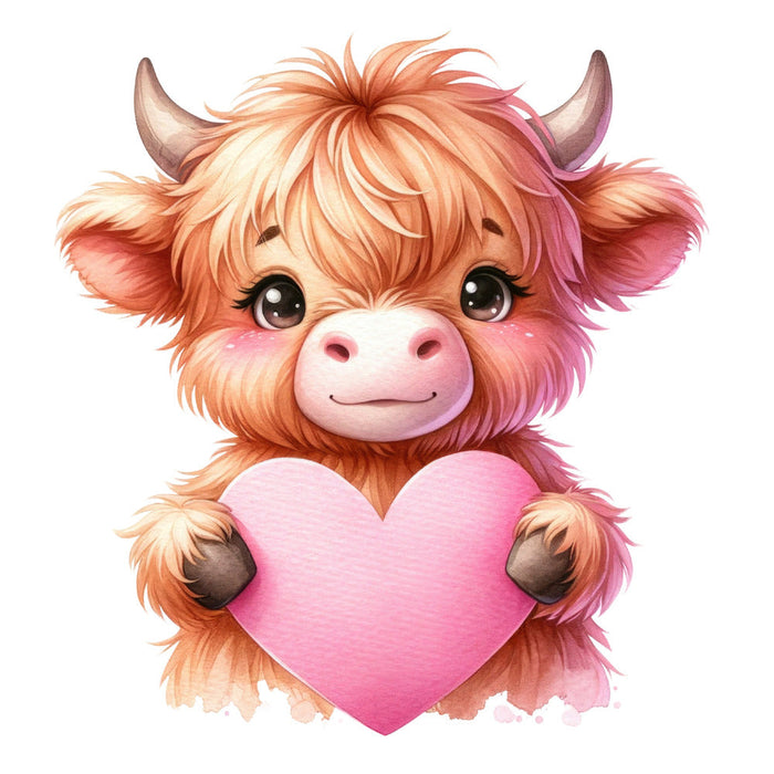 Valentine Highland Cow Fabric Panel 12