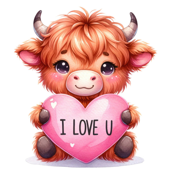Valentine Highland Cow Fabric Panel 3