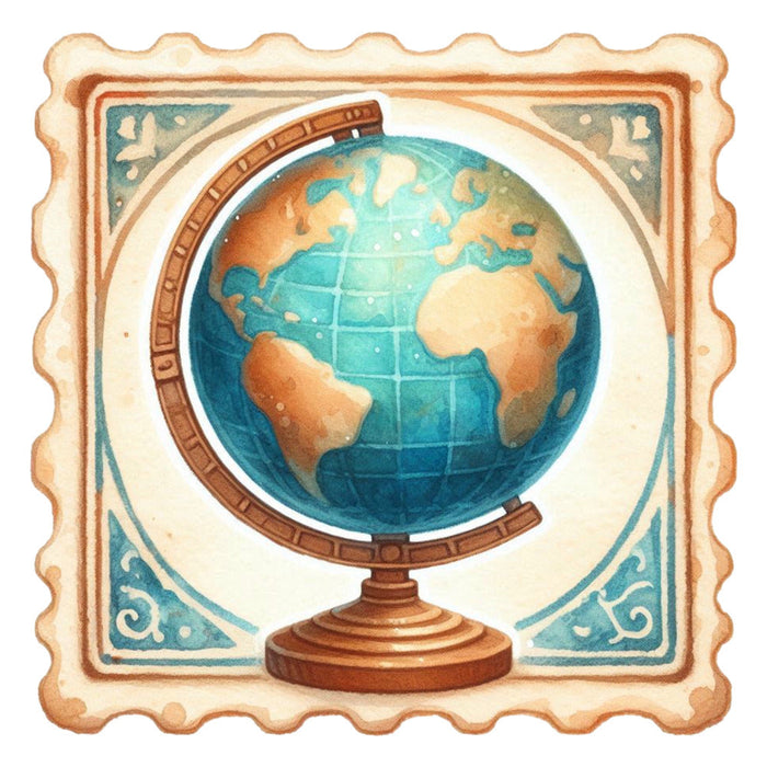 Vintage Travel Stamps Fabric Panel 10