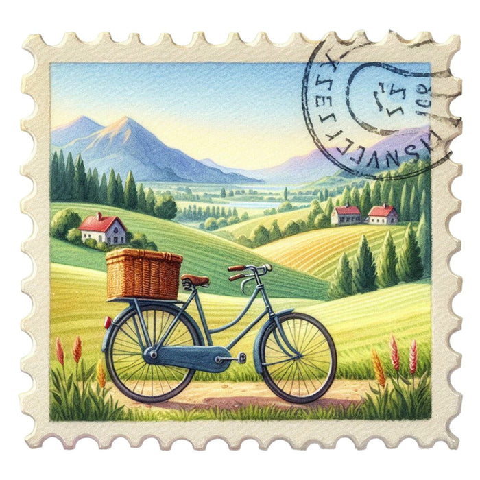 Vintage Travel Stamps Fabric Panel 22