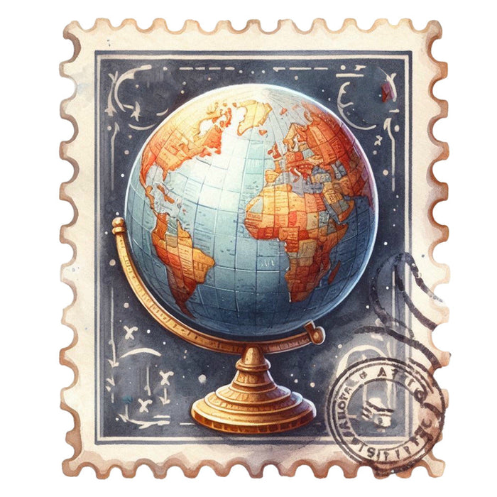 Vintage Travel Stamps Fabric Panel 9