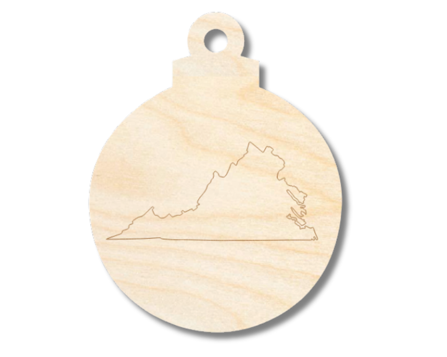Unfinished Wood Etched Virginia Ornament Shape | Paint By Line Crafts | up to 30" DIY