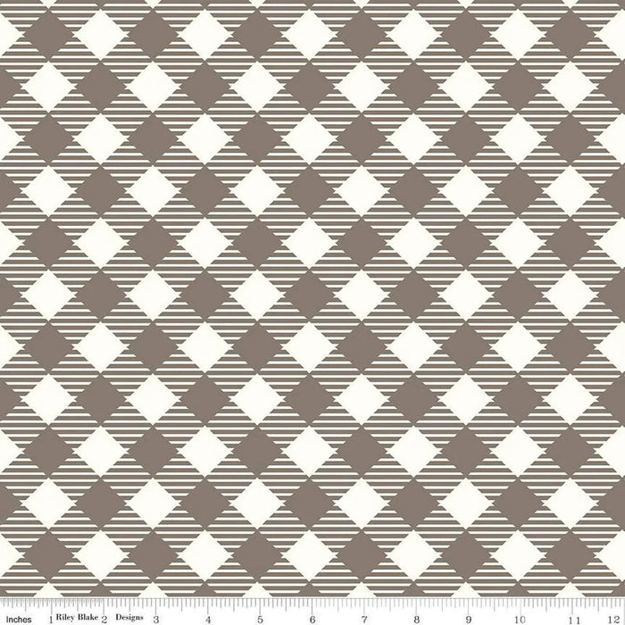 Brown Pebble Lori Holt Bee Ginghams Cotton Wideback Fabric per yard