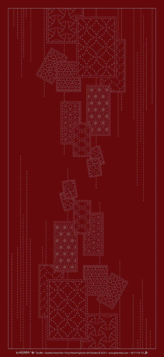 Wagara Sashiko Panel Part 10 Shuffle Red