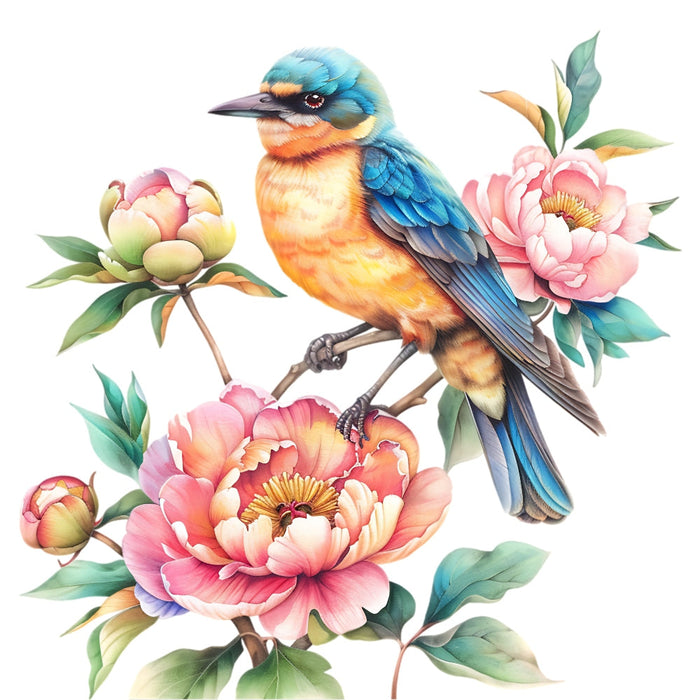 Watercolor Birds on a Branch Fabric Fabric Panel 3