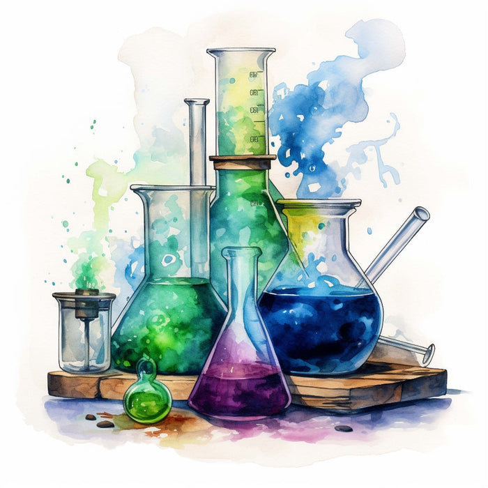 Watercolor Chemical Flask Fabric Panel 1