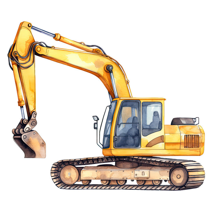 Watercolor Excavator Fabric Panel