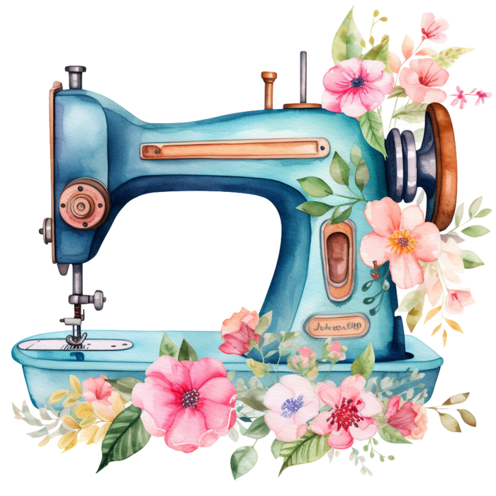 Watercolor Sewing Machines Fabric Panel 1