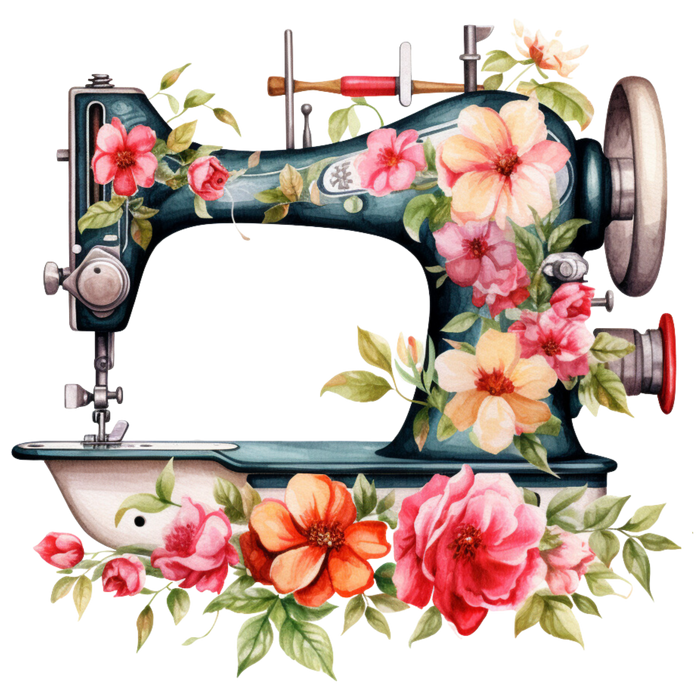 Watercolor Sewing Machines Fabric Panel 2