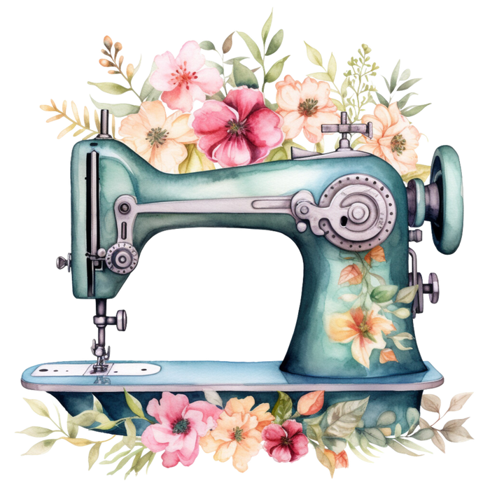 Watercolor Sewing Machines Fabric Panel 3