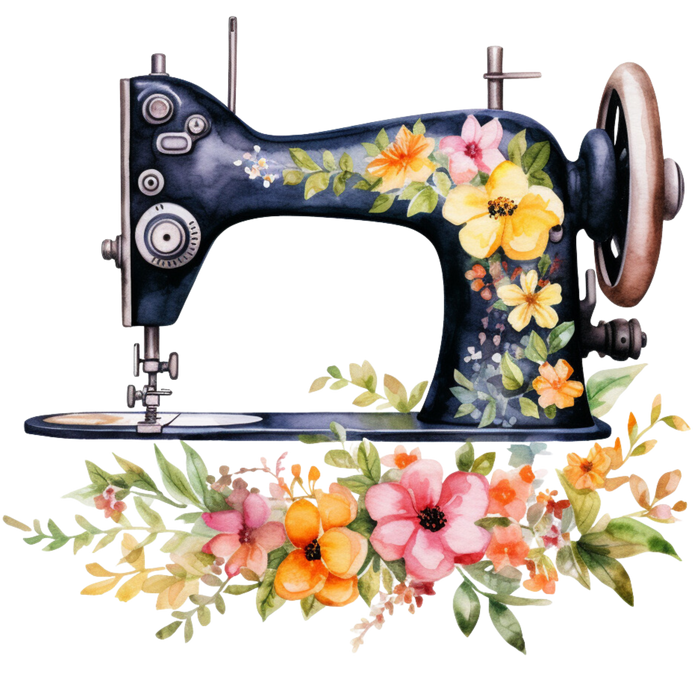 Watercolor Sewing Machines Fabric Panel 4