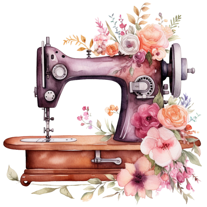 Watercolor Sewing Machines Fabric Panel 5