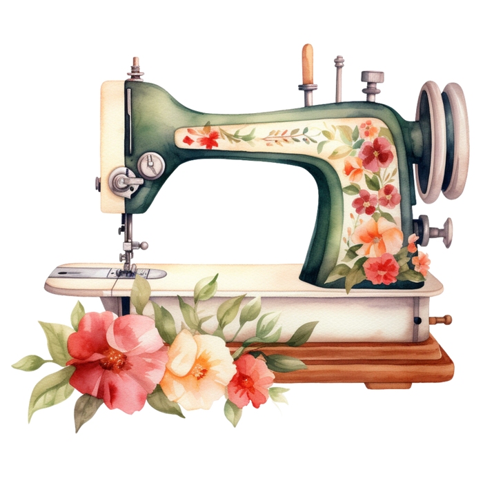 Watercolor Sewing Machines Fabric Panel 6